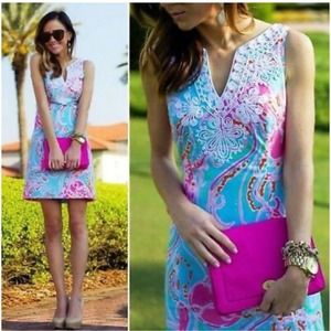 Lilly Pulitzer Blue Sleeveless V-Neck Sundress